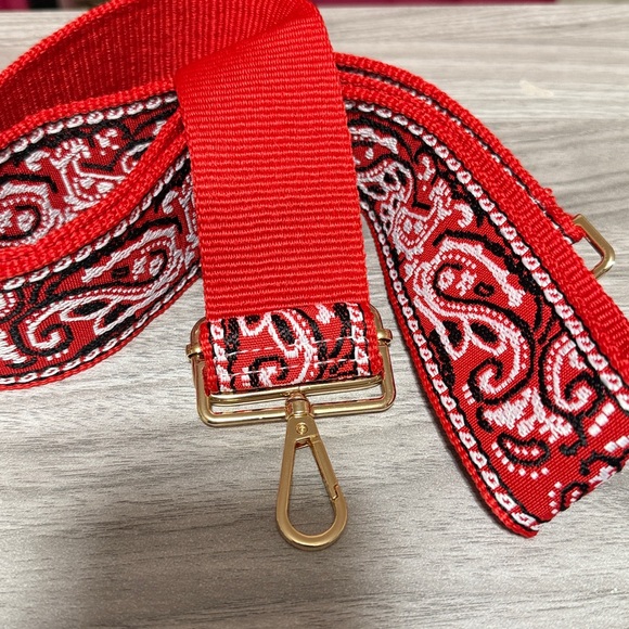 Paisley Red White Black Purse Handbag Strap NEW - Picture 3 of 3